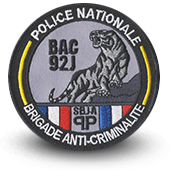 Police Embroidery patche BAC BRIGADE ANTI CRIMINALITE 92
