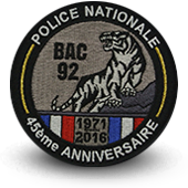 Police Embroidery patche BAC BRIGADE ANTI CRIMINALITE 92